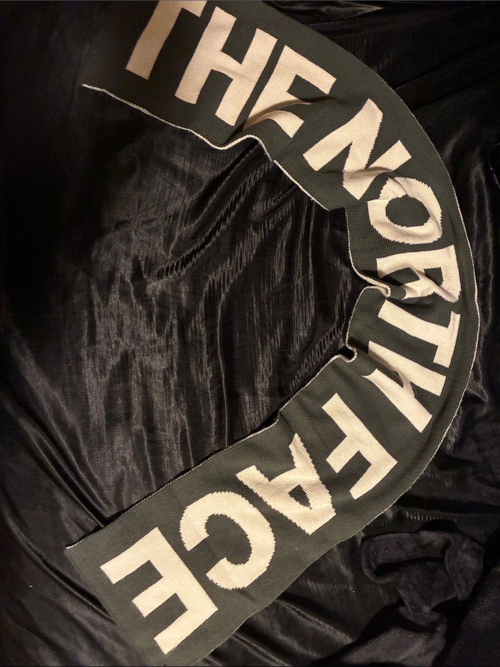 The North Face grey and white Logo Knit Scarf